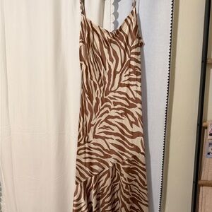 Lush Zebra Print Brown Dress